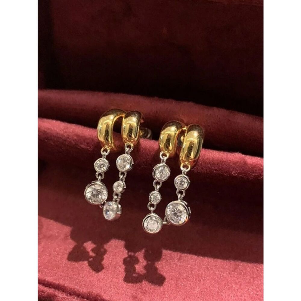 Gold and Crystal Drop Hoop Earrings - Elegant Women’s Jewelry R 480